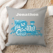 Blue Sketched Choo Choo Train Boys Room Kinderzimm Kissen (Decke)