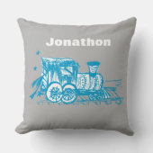 Blue Sketched Choo Choo Train Boys Room Kinderzimm Kissen (Vorderseite)