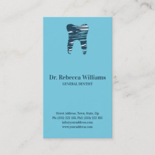 Blue Sketched Tooth Dental Clinic Dentist Card Visitenkarte