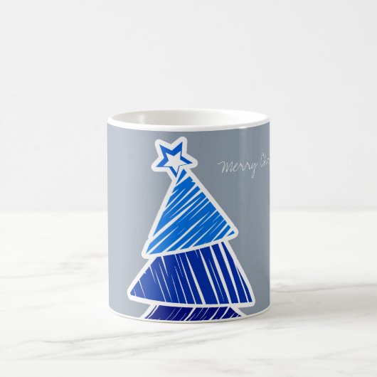 Blue Sketchy Christmas Tree Tasse (Mittel)