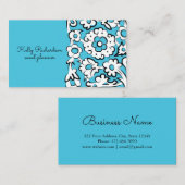 Blue Sketted Blume Business Card Visitenkarte (Vorne/Hinten)