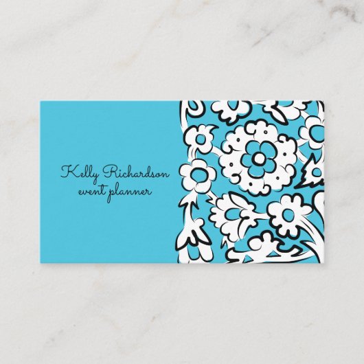 Blue Sketted Blume Business Card Visitenkarte (Vorderseite)