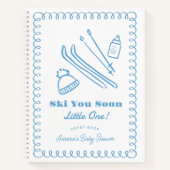 Blue Ski You Soon Boy Baby Shower Guest Book Notizblock (Vorderseite)