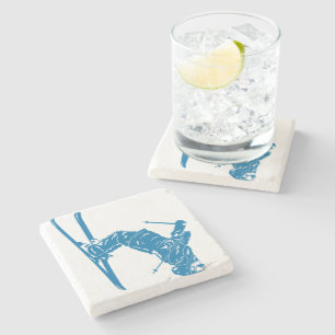 Blue-Skier Steinuntersetzer