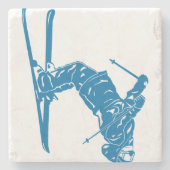 Blue-Skier Steinuntersetzer (Vorderseite)