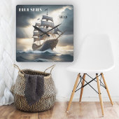 Blue Skies Ahead Antique Sailboat Quadratische Wanduhr