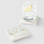 Blue Skies & Butterflies  Steinuntersetzer (Seitenansicht)