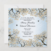 Blue Skies Fall Bicycle Wedding Einladung (Rückseite)