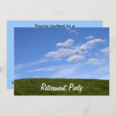 Blue Skies Green Grass Retirement Party Einladung (Vorne/Hinten)