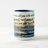 BLUE SKIES MATTHEW 11:28 SONNENRISE FOTO DESIGN TASSE (Zentrum)