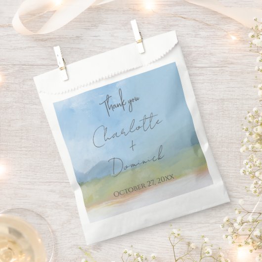 Blue Skies Painted Landscape Modern Vielen Dank Geschenktütchen (Ausgeschnitten)