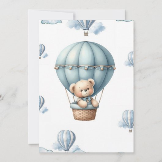 Blue Skies & Teddy Hugs Baby Shower Einladung (Rückseite)