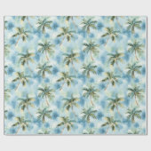Blue Skies Tropical Island Palm Trees Birthday Geschenkpapier (Flach)