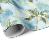 Blue Skies Tropical Island Palm Trees Birthday Geschenkpapier (Rolleneckpunkt)