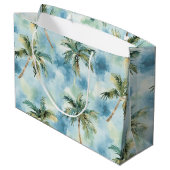 Blue Skies Tropical Island Palm Trees Birthday Große Geschenktüte (Rückseite Schrägansicht)