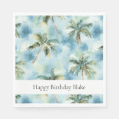 Blue Skies Tropical Island Palm Trees Birthday Serviette (Vorderseite)