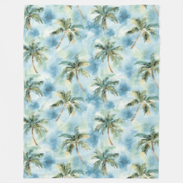 Blue Skies Tropical Island Palm Trees Fleecedecke