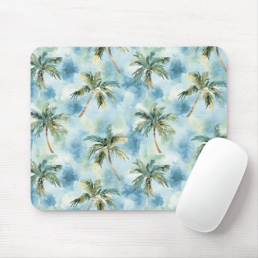 Blue Skies Tropical Island Palm Trees Mousepad (Mit Mouse)
