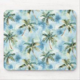 Blue Skies Tropical Island Palm Trees Mousepad