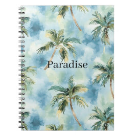 Blue Skies Tropical Island Palm Trees Notizblock