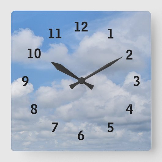 Blue Skies Wall Clock Quadratische Wanduhr (Vorderseite)