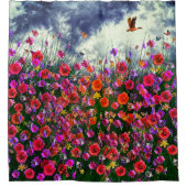 Blue Skies - Wildblume Fields Duschvorhang (Vorderseite)