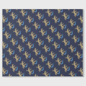 Blue Skink Gemustert Navy Blue Wrapping Paper Geschenkpapier (Flach)