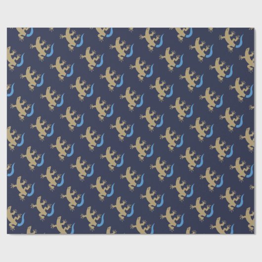 Blue Skink Gemustert Navy Blue Wrapping Paper Geschenkpapier (Flach)