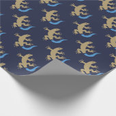 Blue Skink Gemustert Navy Blue Wrapping Paper Geschenkpapier (Ecke)