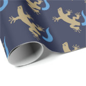 Blue Skink Gemustert Navy Blue Wrapping Paper Geschenkpapier (Rolleneckpunkt)