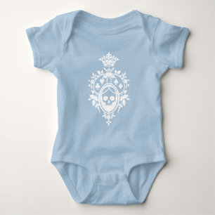 Blue Skull and Card Anzugs Wappen Baby Bodysuit Strampler