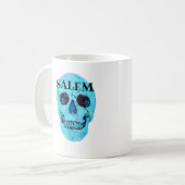 Blue Skull Coffee Tasse, Salem Massachusetts Kaffeetasse (Vorderseite Links)