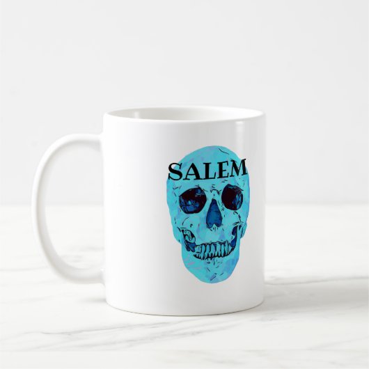 Blue Skull Coffee Tasse, Salem Massachusetts Kaffeetasse (Links)