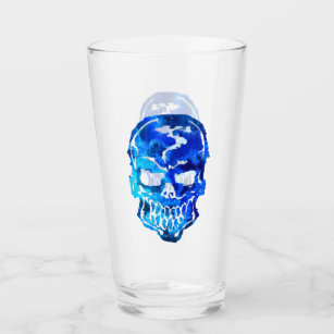 Blue Skull Glas
