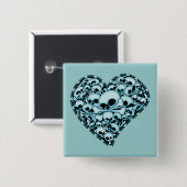 Blue Skull Heart Button (Vorne & Hinten)