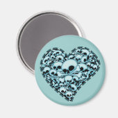 Blue Skull Heart Magnet (Vorderseite/Rückseite)