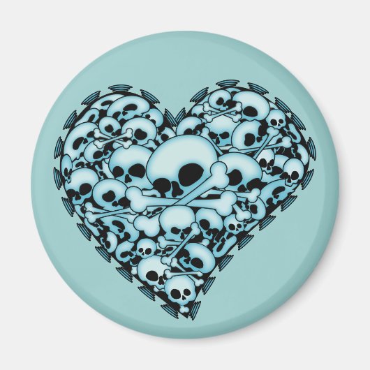 Blue Skull Heart Magnet (Vorne)