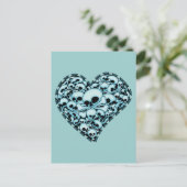 Blue Skull Heart Postkarte (Stehend Vorderseite)