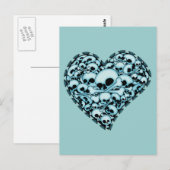 Blue Skull Heart Postkarte (Vorne/Hinten)