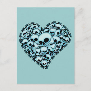 Blue Skull Heart Postkarte