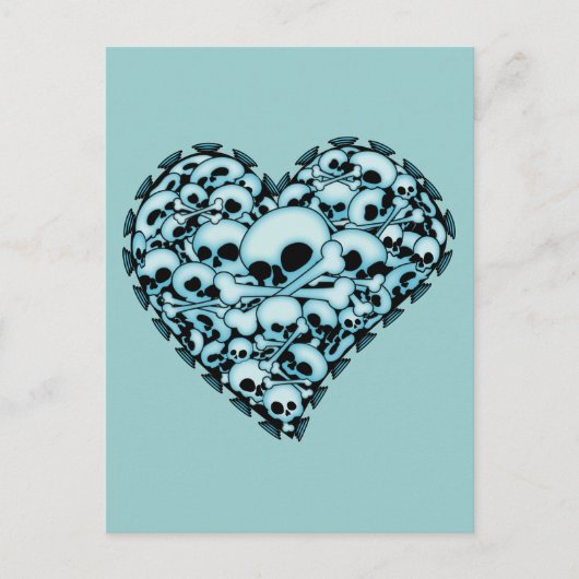 Blue Skull Heart Postkarte (Vorderseite)