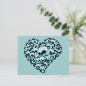 Blue Skull Heart Postkarte (Stehend Vorderseite)