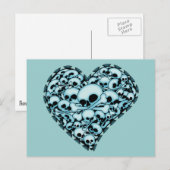 Blue Skull Heart Postkarte (Vorne/Hinten)