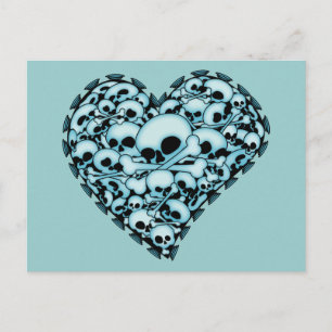 Blue Skull Heart Postkarte