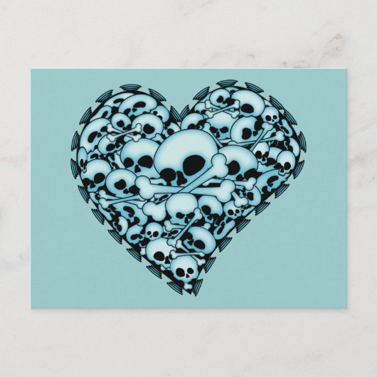 Blue Skull Heart Postkarte (Vorderseite)