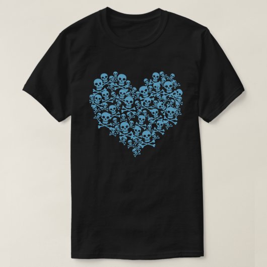 Blue Skull Heart T - Shirt (Design vorne)