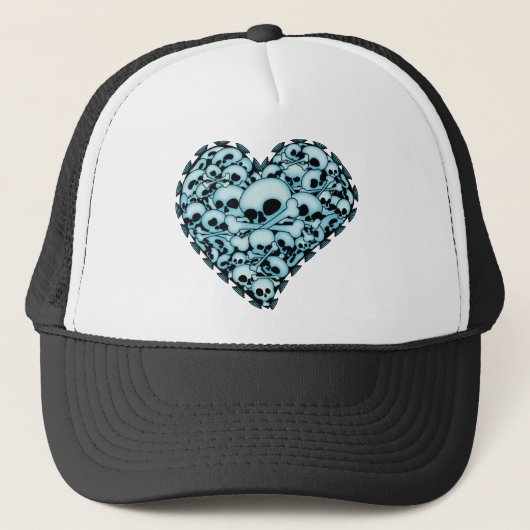 Blue Skull Heart Truckerkappe (Vorderseite)