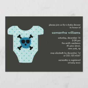 Blue Skull Outfit Boy Baby Dusche Einladung