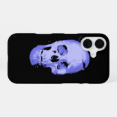Blue Skull Pop Art Fantasy iPhone 16 Hülle (Rückseite (Horizontal))