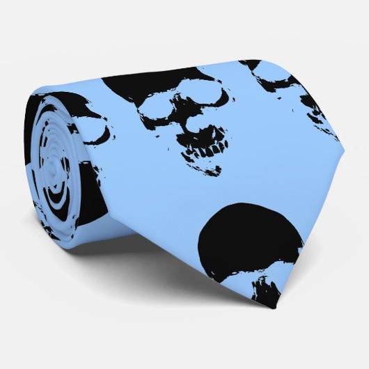 Blue Skull Pop Art Fantasy Krawatte (Gerollt)